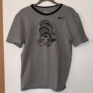 Nike Gray Short-Sleeve Crew Tee with Black Spartan (MSU) Graphic